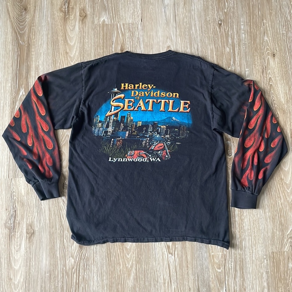 Vintage Harley Davidson long sleeve t-shirt faded black - Large (fits medium)